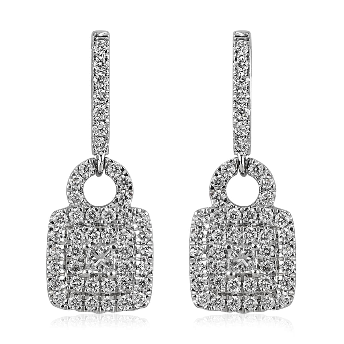 IGI Certified Rhapsody 950 Platinum E-F VS Diamond Dangle Earrings 7.60 Grams 1.00 ctw image number 0