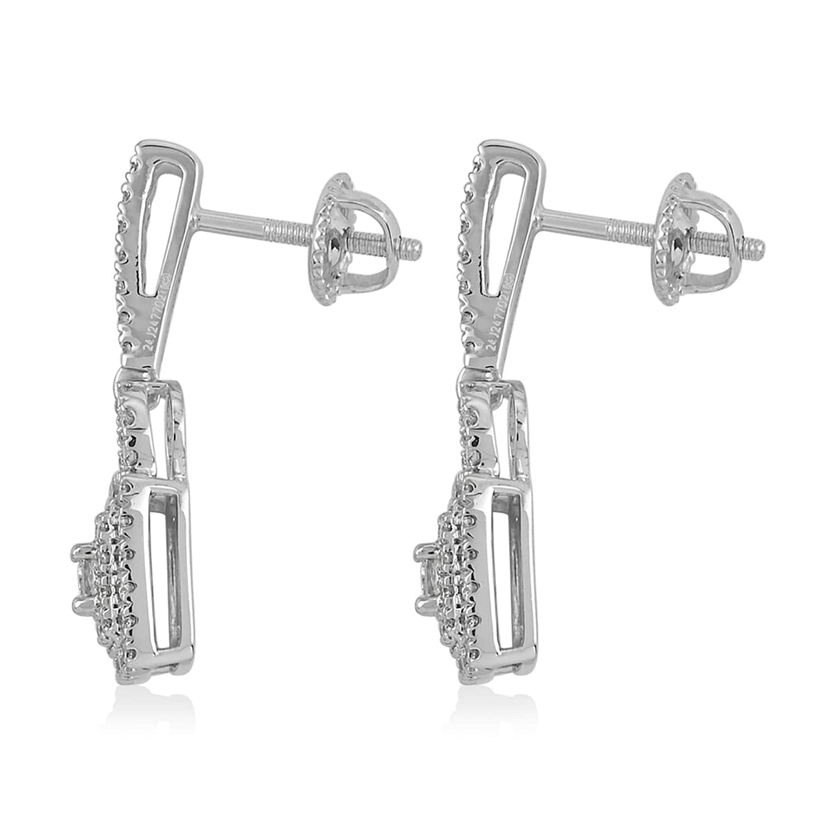 IGI Certified Rhapsody 950 Platinum E-F VS Diamond Dangle Earrings 7.60 Grams 1.00 ctw image number 2