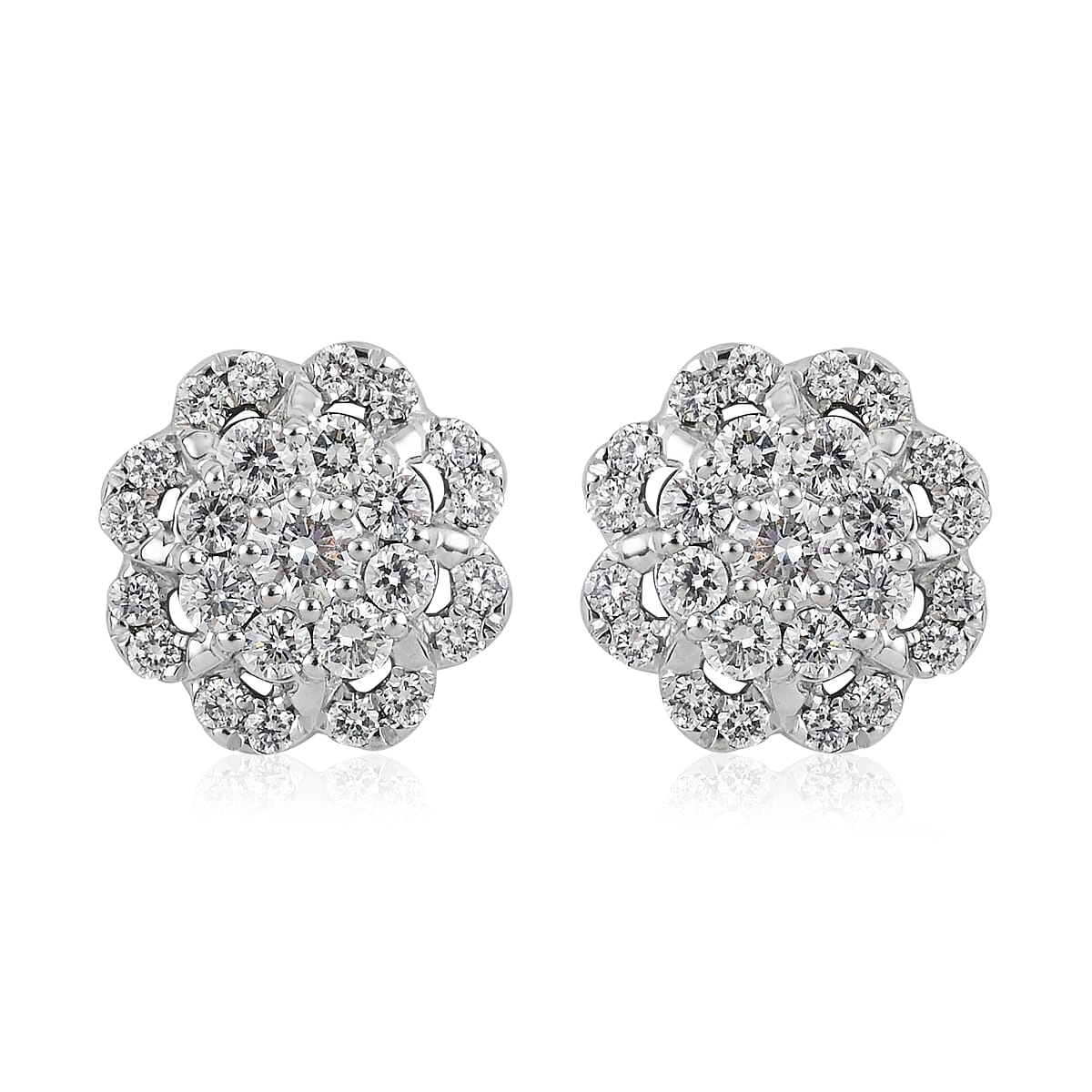 Rhapsody IGI Certified 950 Platinum E-F VS Diamond Flower Stud Earrings 1.00 ctw image number 0