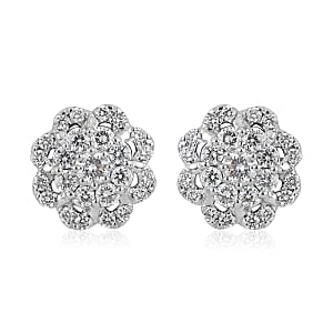 Rhapsody IGI Certified 950 Platinum E-F VS Diamond Flower Stud Earrings 1.00 ctw