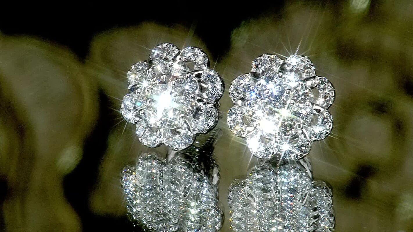 RHAPSODY 1.00 ctw Diamond E-F VS Flower Stud Earrings in 950 Platinum