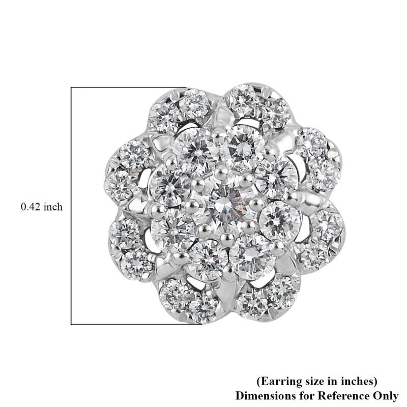 Rhapsody IGI Certified 950 Platinum E-F VS Diamond Flower Stud Earrings 1.00 ctw