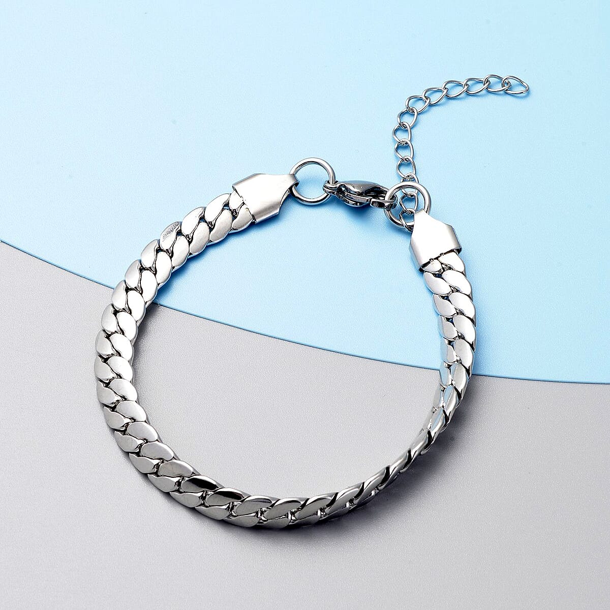 Herringbone Chain Adjustable Bracelet in Stainless Steel (7.50-9.50In) 13.80 Grams image number 1