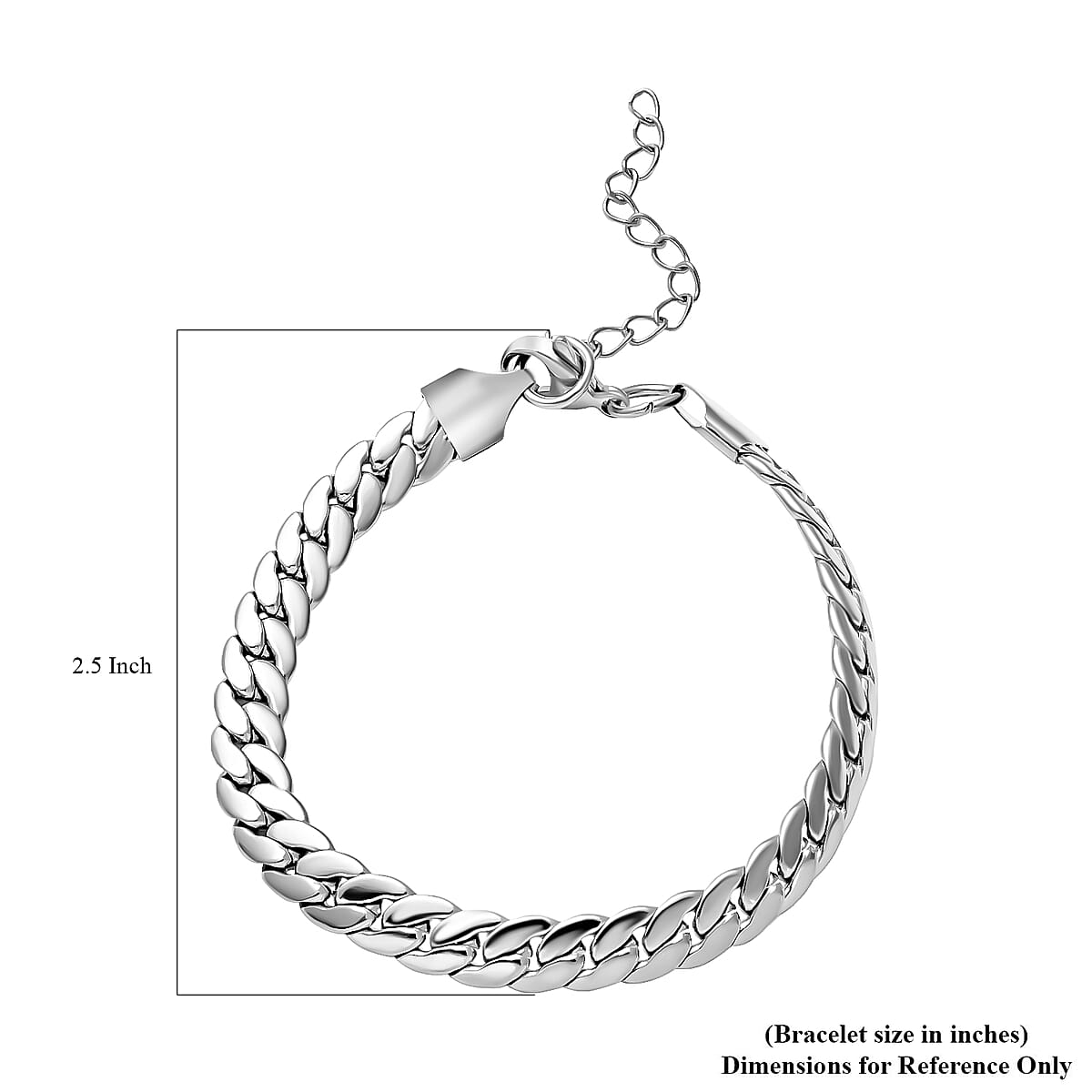 Herringbone Chain Adjustable Bracelet in Stainless Steel (7.50-9.50In) 13.80 Grams image number 2
