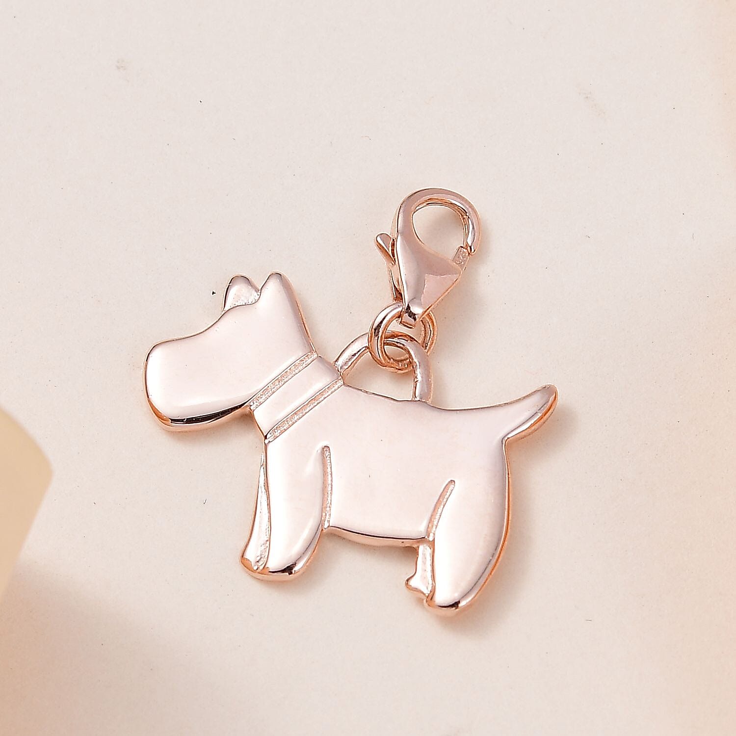 14K Rose Gold Over Sterling Silver Dog Charm 1 Grams
