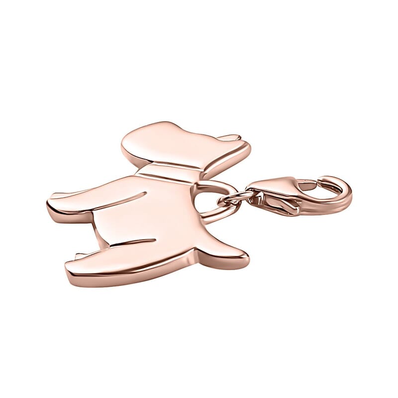 14K Rose Gold Over Sterling Silver Dog Charm 1 Grams