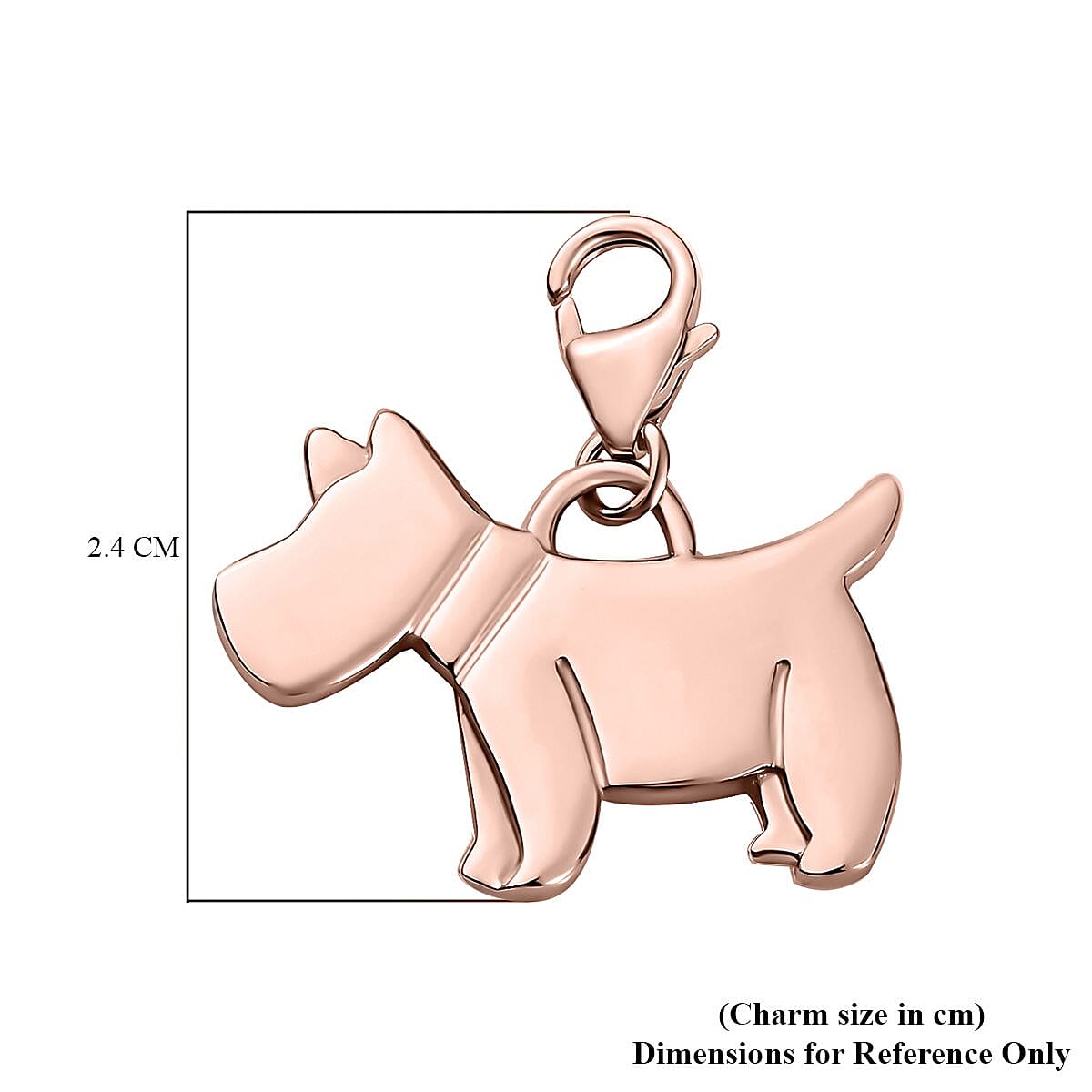 14K Rose Gold Over Sterling Silver Dog Charm 1 Grams