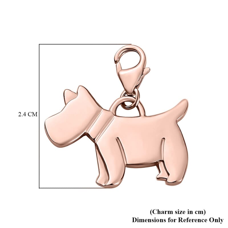 14K Rose Gold Over Sterling Silver Dog Charm 1 Grams