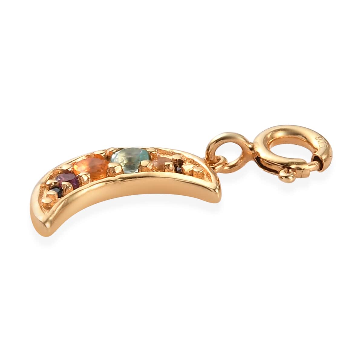 Multi Gemstone Band Ring with Moon and Star Charm in Vermeil Yellow Gold Over Sterling Silver (Size 6) 0.70 ctw image number 6