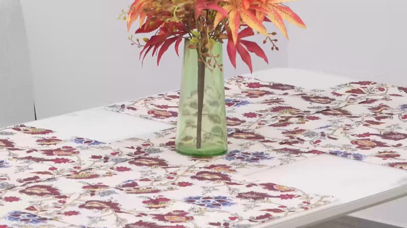HOMESMART Floral Pattern 70% Polyester, 24% Cotton and 6% Rayon Set of 4 Placemat (13"x18") and Table Runner (13"x72")