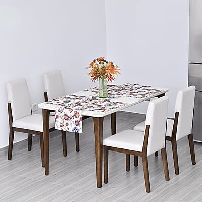 Homesmart Set of 4 Placemats and Table Runner For 4 Seater Dinning Table, 4 Washable Wrinkle Resistant Placemats  and Table Runner - Floral Pattern