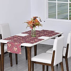 Homesmart Set of 4 Placemats and Table Runner For 4 Seater Dinning Table, 4 Washable Wrinkle Resistant Placemats  and Table Runner - Elegant Floral Pattern