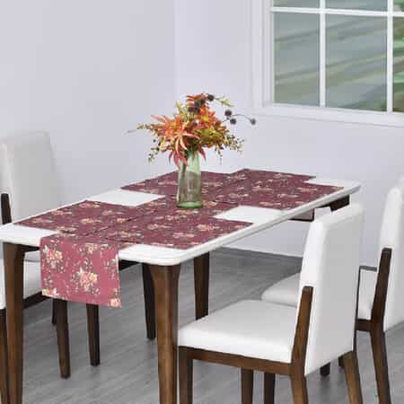 Homesmart Set of 4 Placemats and Table Runner For 4 Seater Dinning Table, 4 Washable Wrinkle Resistant Placemats  and Table Runner - Elegant Floral Pattern image number 0