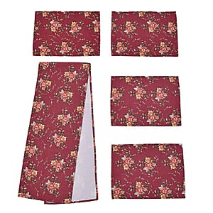 Homesmart Set of 4 Placemats and Table Runner For 4 Seater Dinning Table, 4 Washable Wrinkle Resistant Placemats  and Table Runner - Elegant Floral Pattern