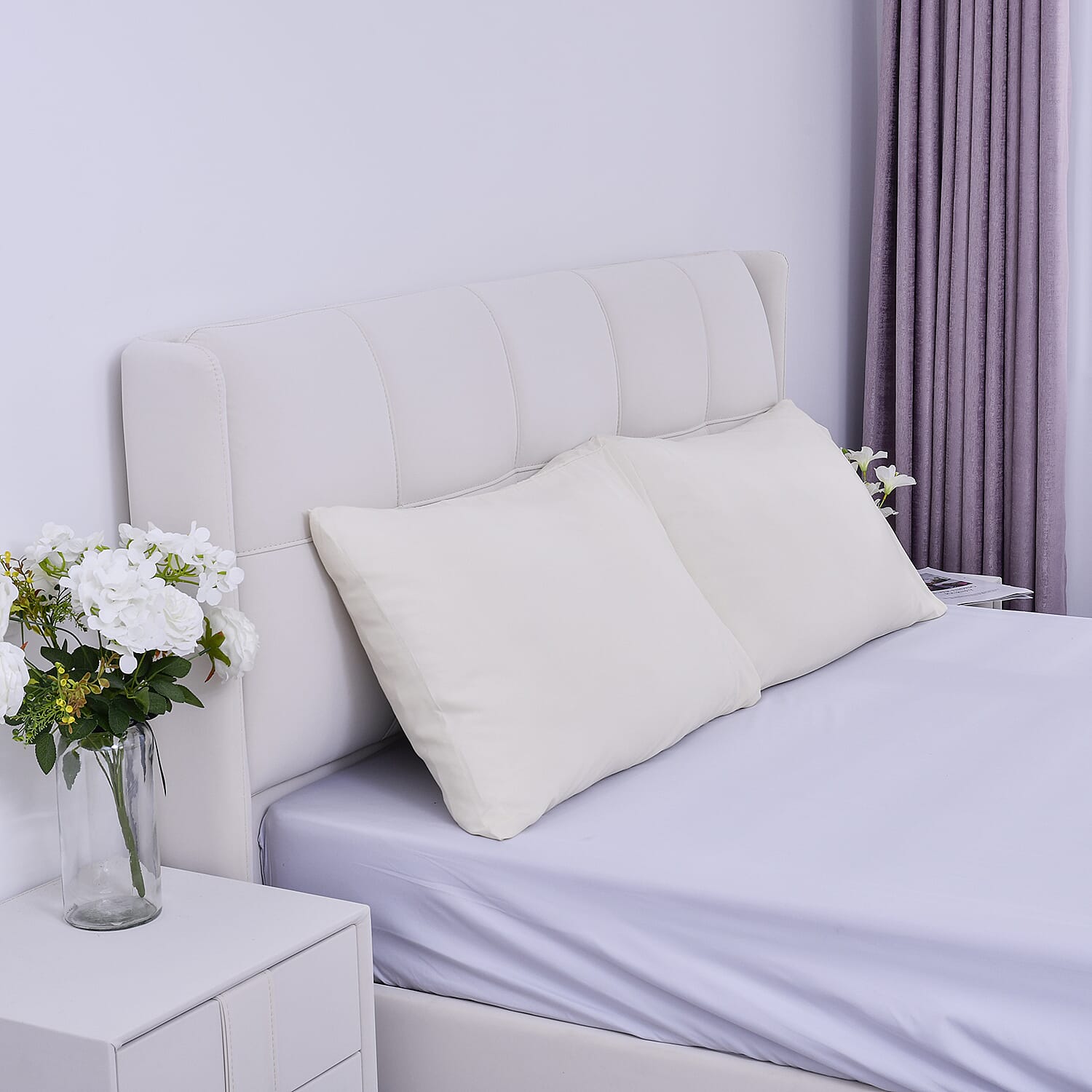 Homesmart Set of 2 Ivory Soft and Comfortable Copper Infused Pillowcase (King)