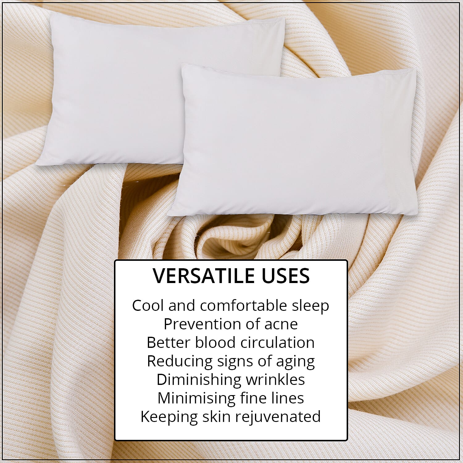 Homesmart Set of 2 Ivory Soft and Comfortable Copper Infused Pillowcase (King)