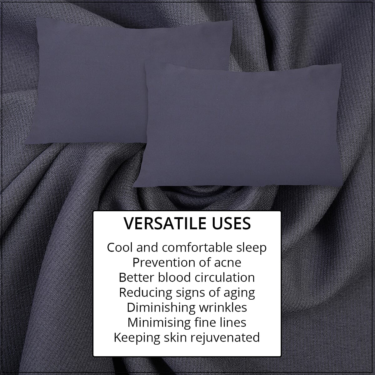 Homesmart Set of 2 Dark Gray Soft and Comfortable Copper Infused Pillowcase (King) image number 3