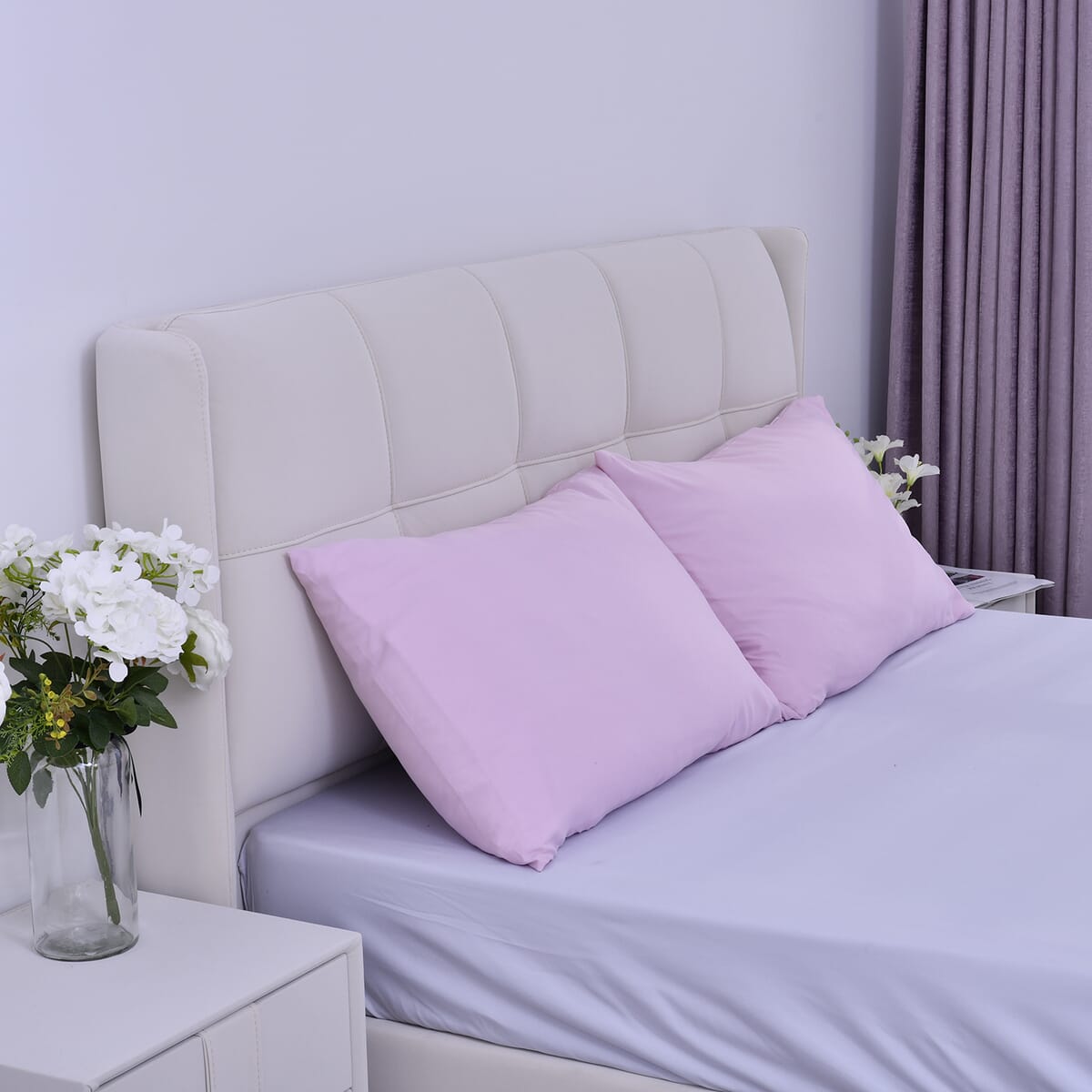 Homesmart Set of 2 Pink Soft and Comfortable Copper Infused Pillowcase (Queen) image number 0