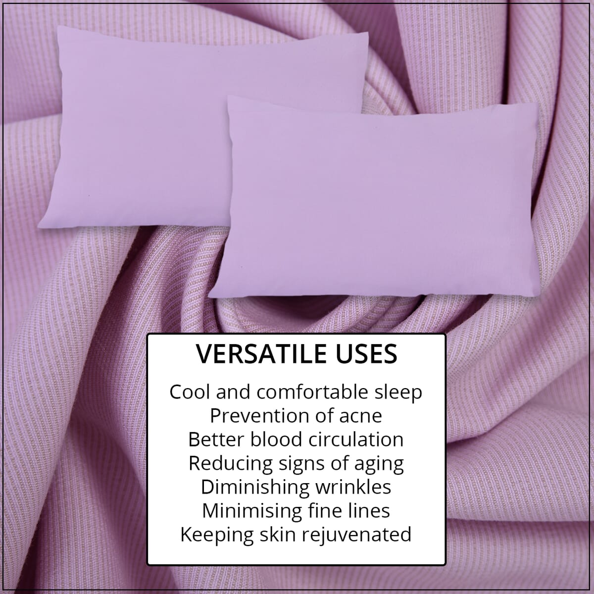 Homesmart Set of 2 Pink Soft and Comfortable Copper Infused Pillowcase (Queen) image number 3