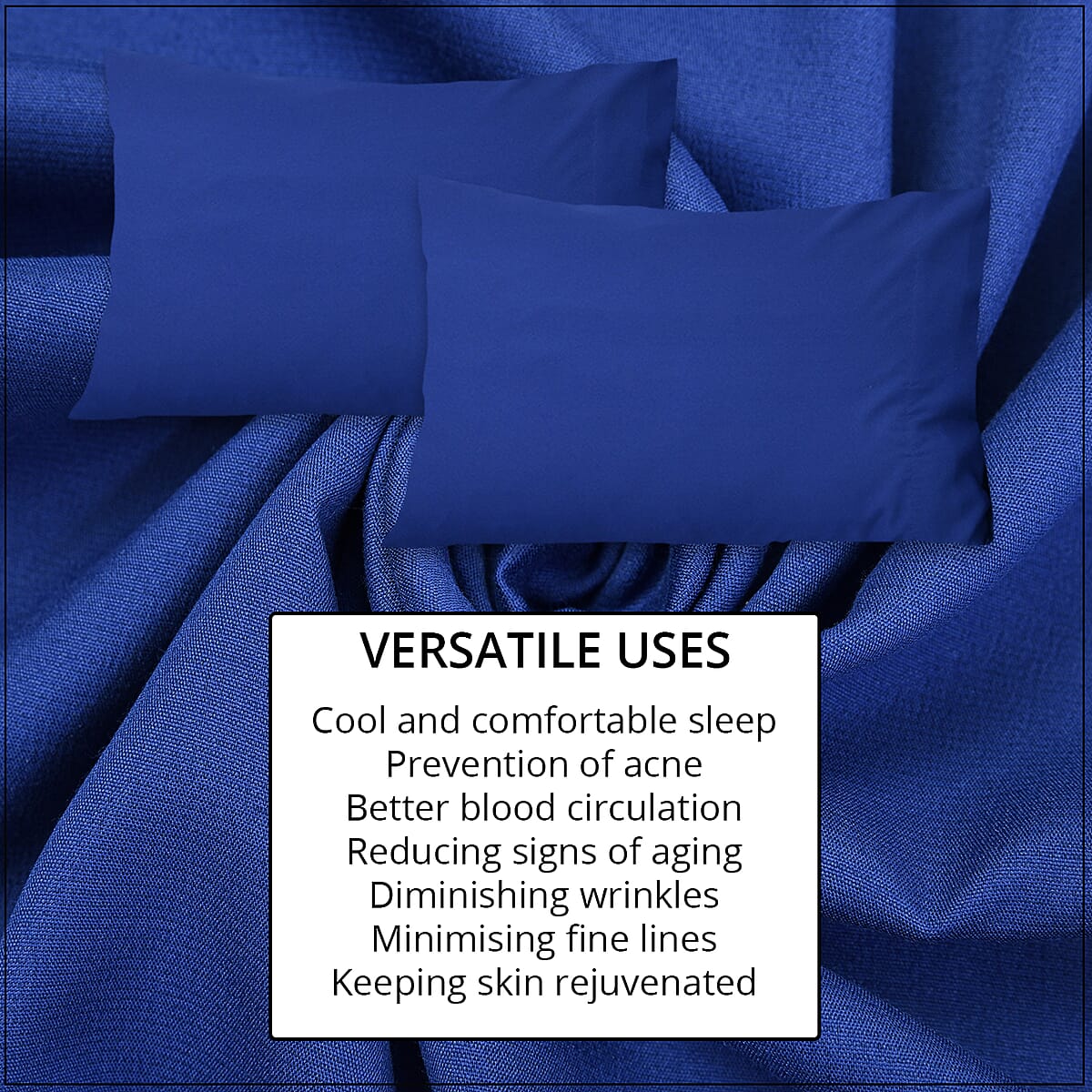 Homesmart Set of 2 Navy Blue Soft and Comfortable Copper Infused Pillowcase (King) image number 3