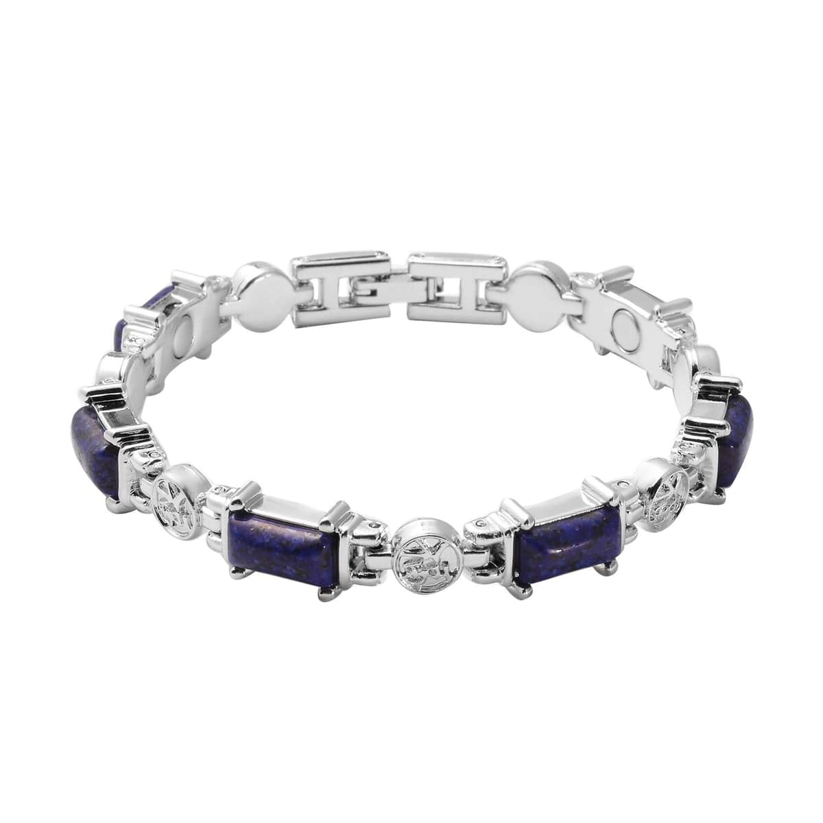Magnetic By Design Lapis Lazuli Bracelet in Silvertone (7.50 In) 20.00 ctw image number 0