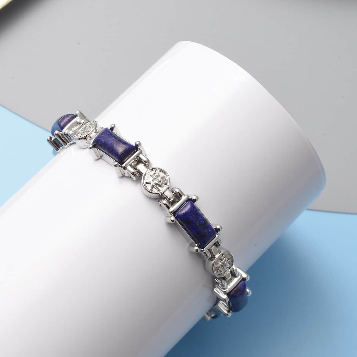 Magnetic By Design Lapis Lazuli Bracelet in Silvertone (7.50 In) 20.00 ctw image number 1