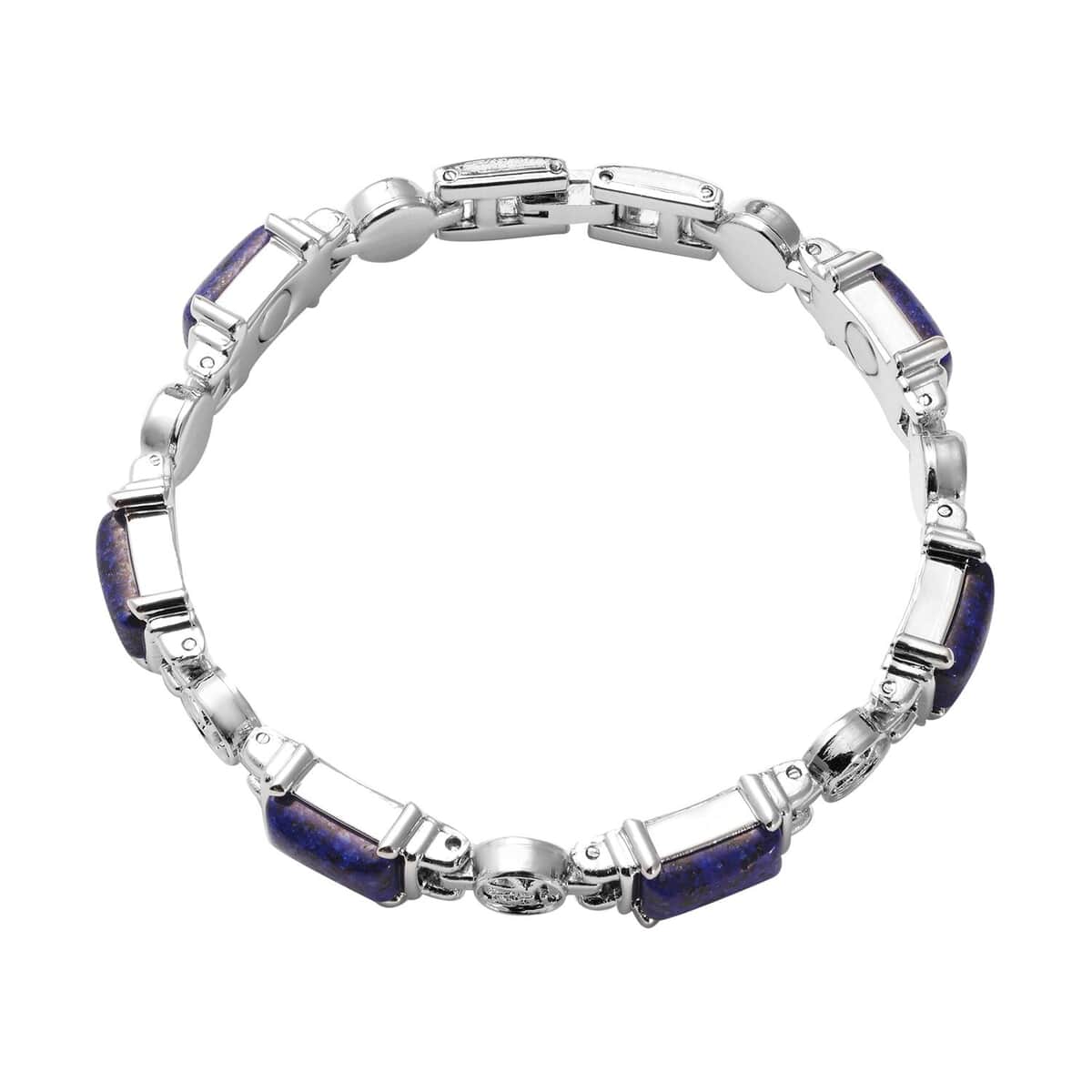 Magnetic By Design Lapis Lazuli Bracelet in Silvertone (7.50 In) 20.00 ctw image number 3