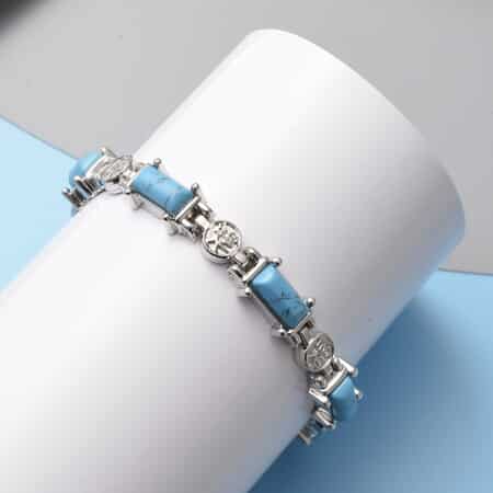 Magnetic By Design Blue Howlite Bracelet in Silvertone (7.50 In) 20.00 ctw image number 1