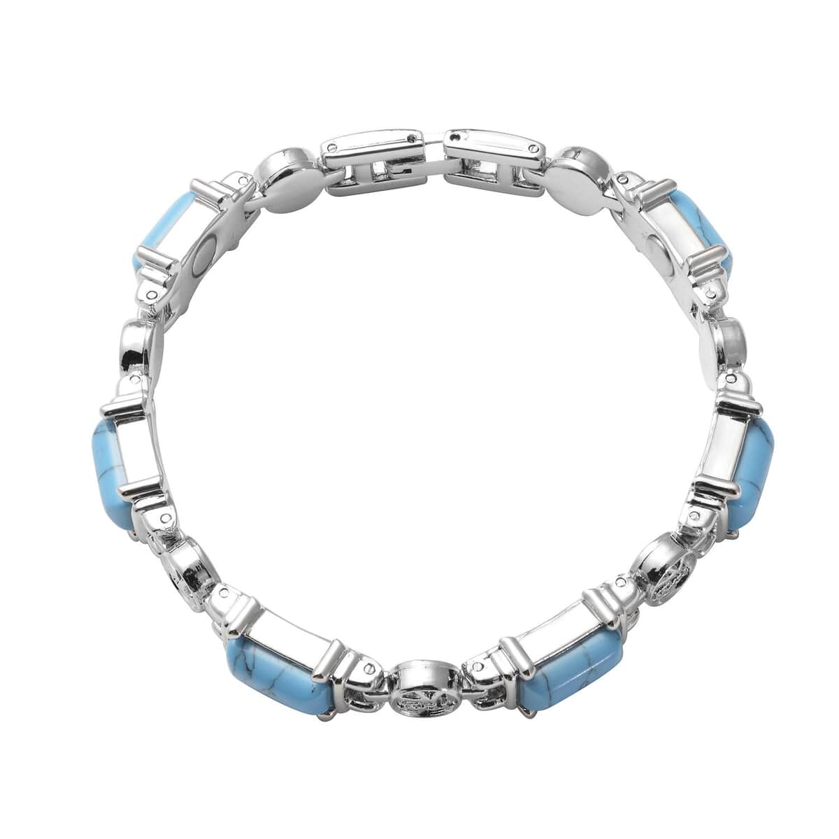 Magnetic By Design Blue Howlite Bracelet in Silvertone (7.50 In) 20.00 ctw image number 2