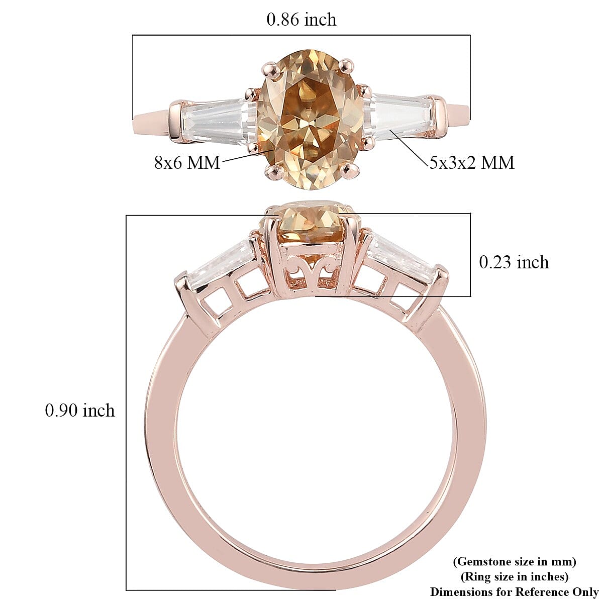 Champagne Moissanite VS and White Moissanite Fancy Ring in Vermeil Rose Gold Over Sterling Silver (Size 6.0) 1.80 ctw image number 5