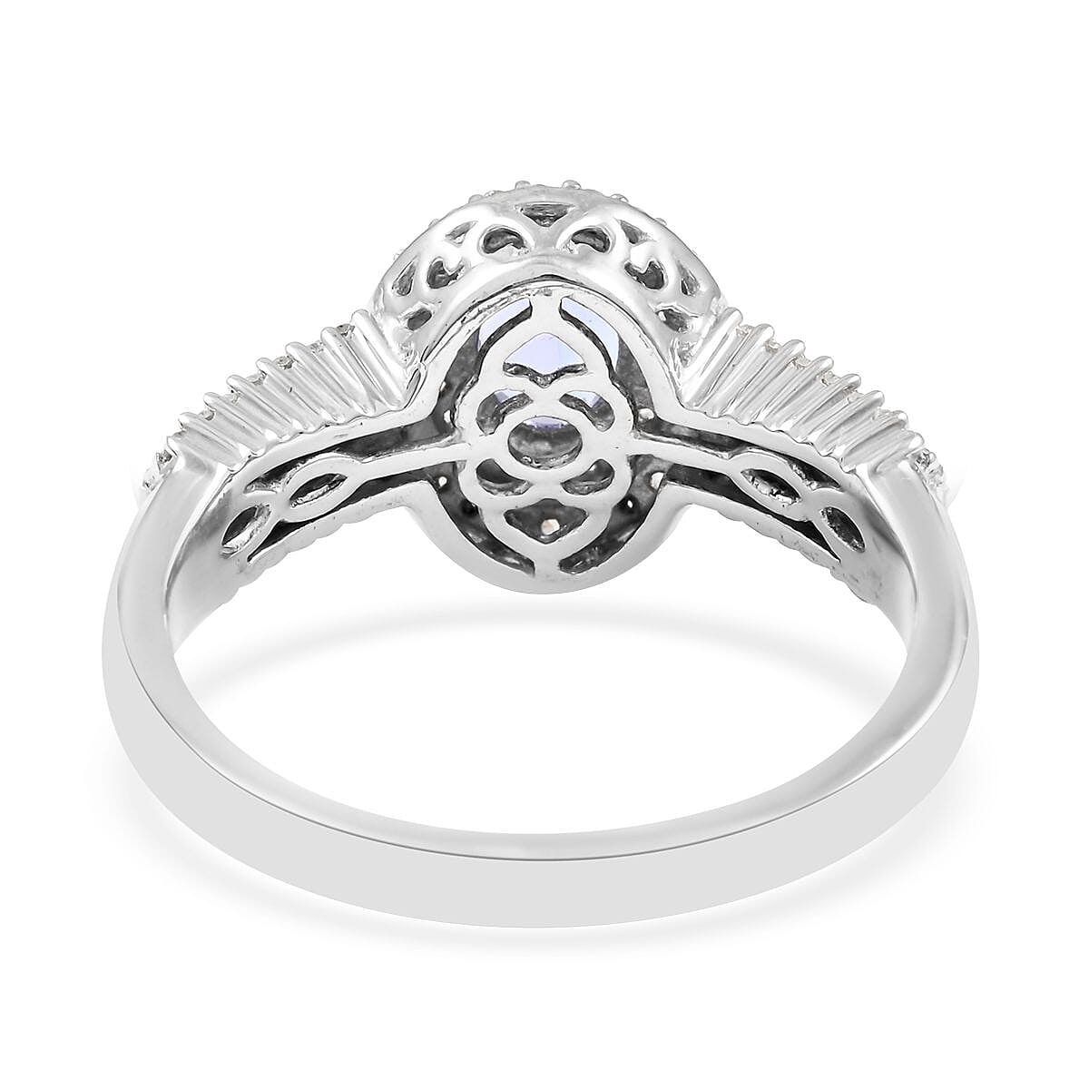 Tanzanite and White Zircon Ring in Platinum Over Sterling Silver (Size 9.0) 1.90 ctw image number 4
