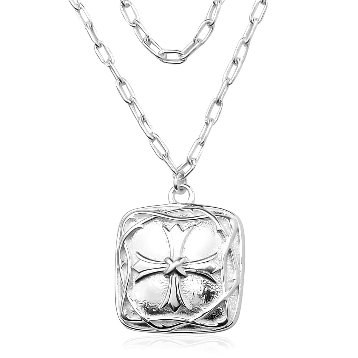 Sterling Silver Cross Pendant with Layered Necklace 18 Inches 7.90 Grams image number 0