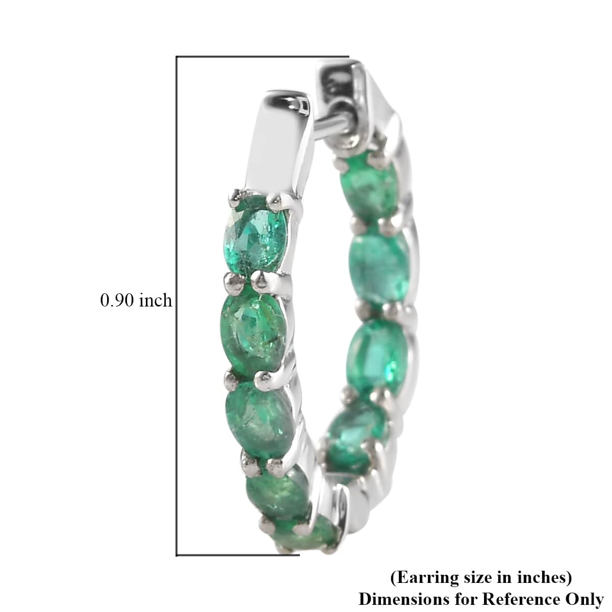 AAA Kagem Zambian Emerald Hoop Earrings in Platinum Over Sterling Silver 3.00 ctw image number 4
