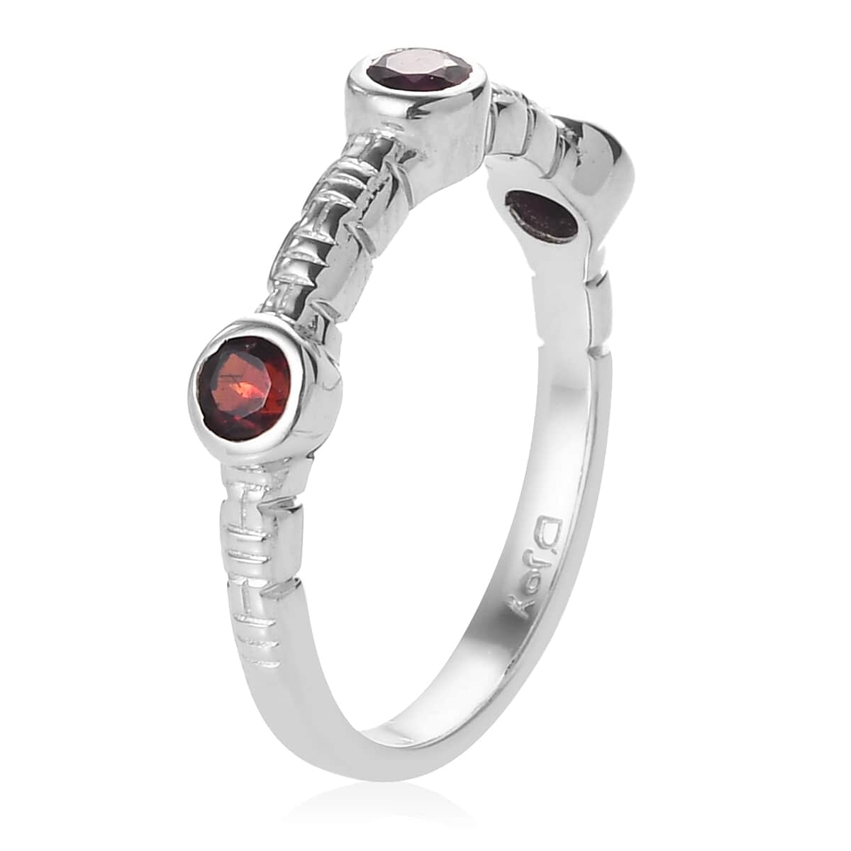 American Arizona Anthill Garnet 3 Stone Band Ring in Platinum Over Sterling Silver (Size 8.0) 0.40 ctw image number 3