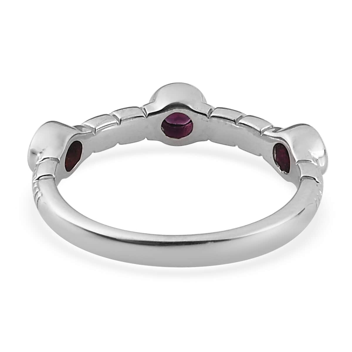 American Arizona Anthill Garnet 3 Stone Band Ring in Platinum Over Sterling Silver (Size 8.0) 0.40 ctw image number 4
