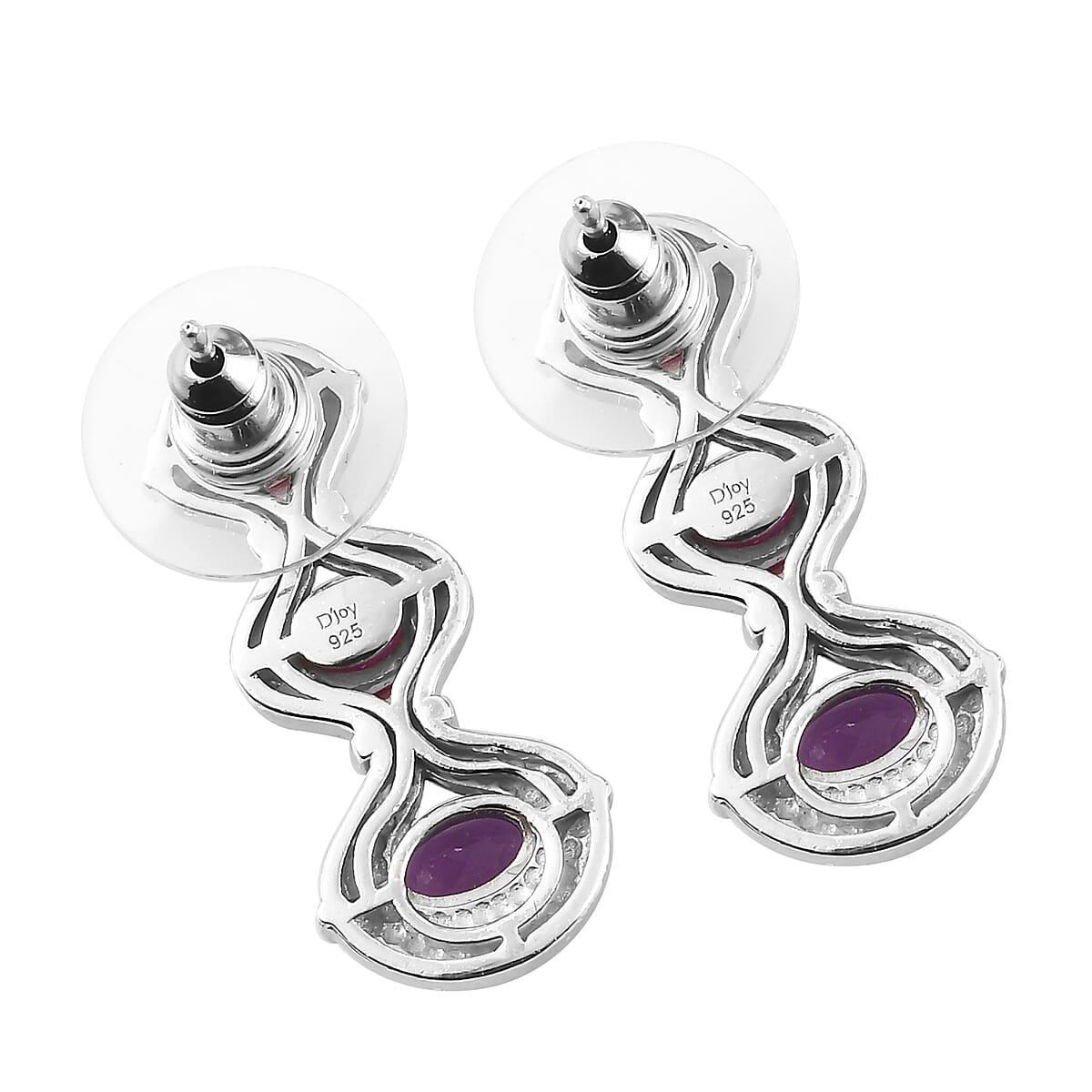 Amethyst and Niassa Ruby Fancy Earrings in Platinum Over Sterling Silver 2.50 ctw image number 3