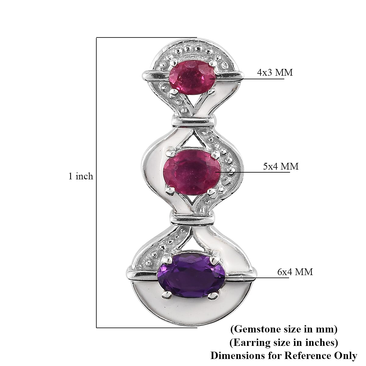 Amethyst and Niassa Ruby Fancy Earrings in Platinum Over Sterling Silver 2.50 ctw image number 4