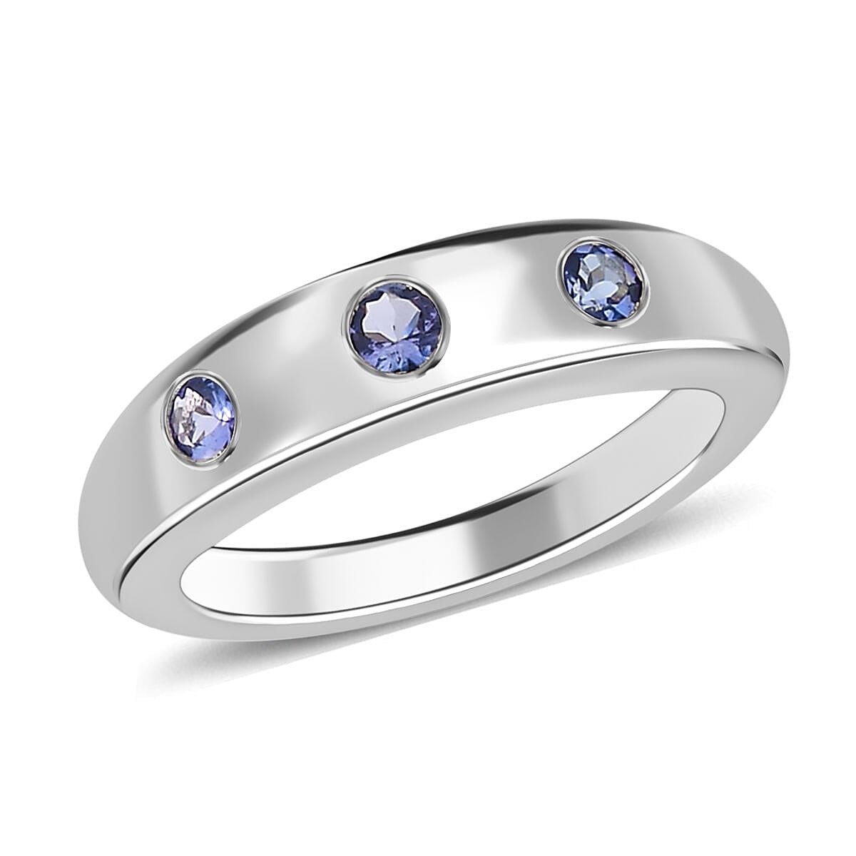 Tanzanite 0.40 ctw Ring in Platinum Over Sterling Silver (Size 5.5)