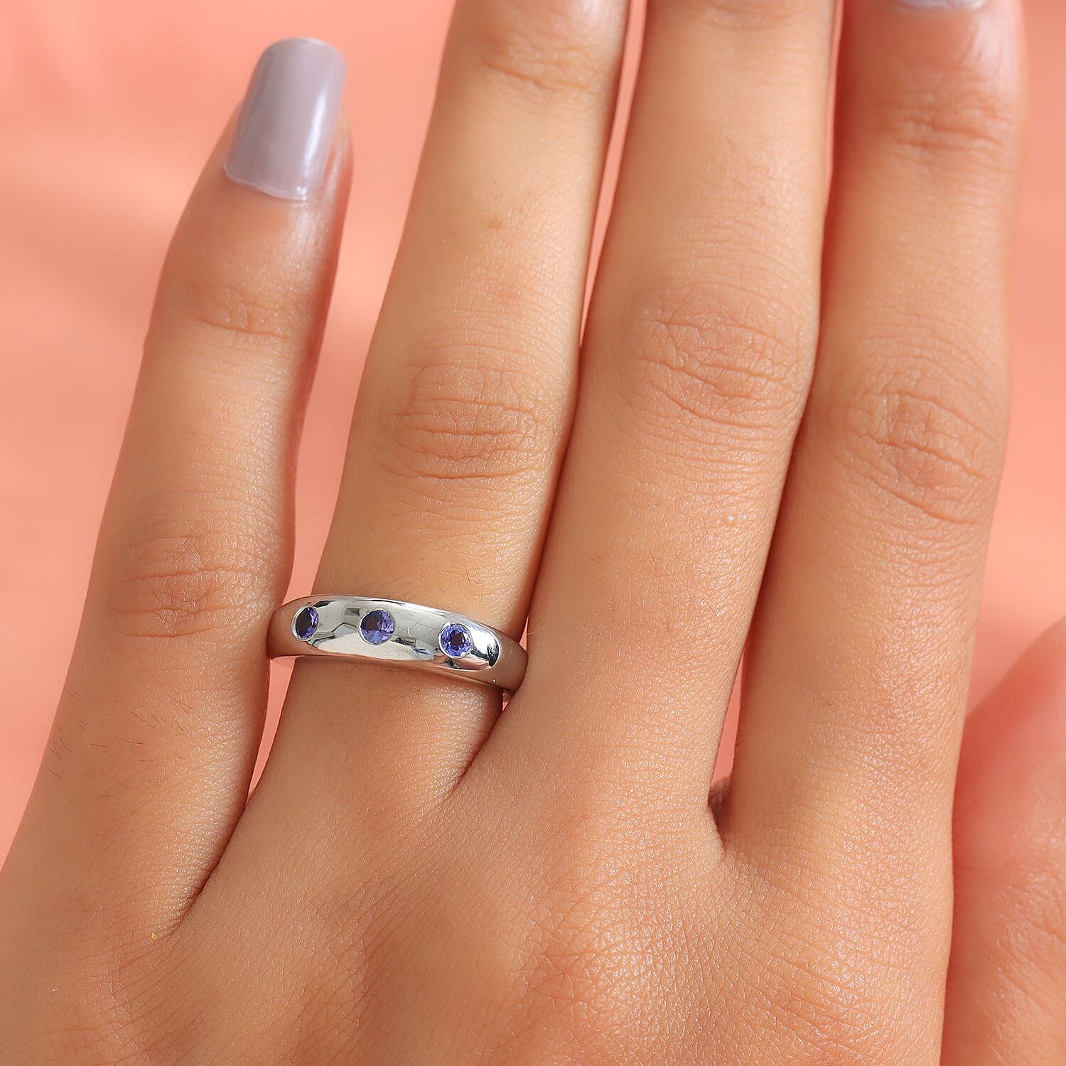 Tanzanite 0.40 ctw Ring in Platinum Over Sterling Silver (Size 5.5)