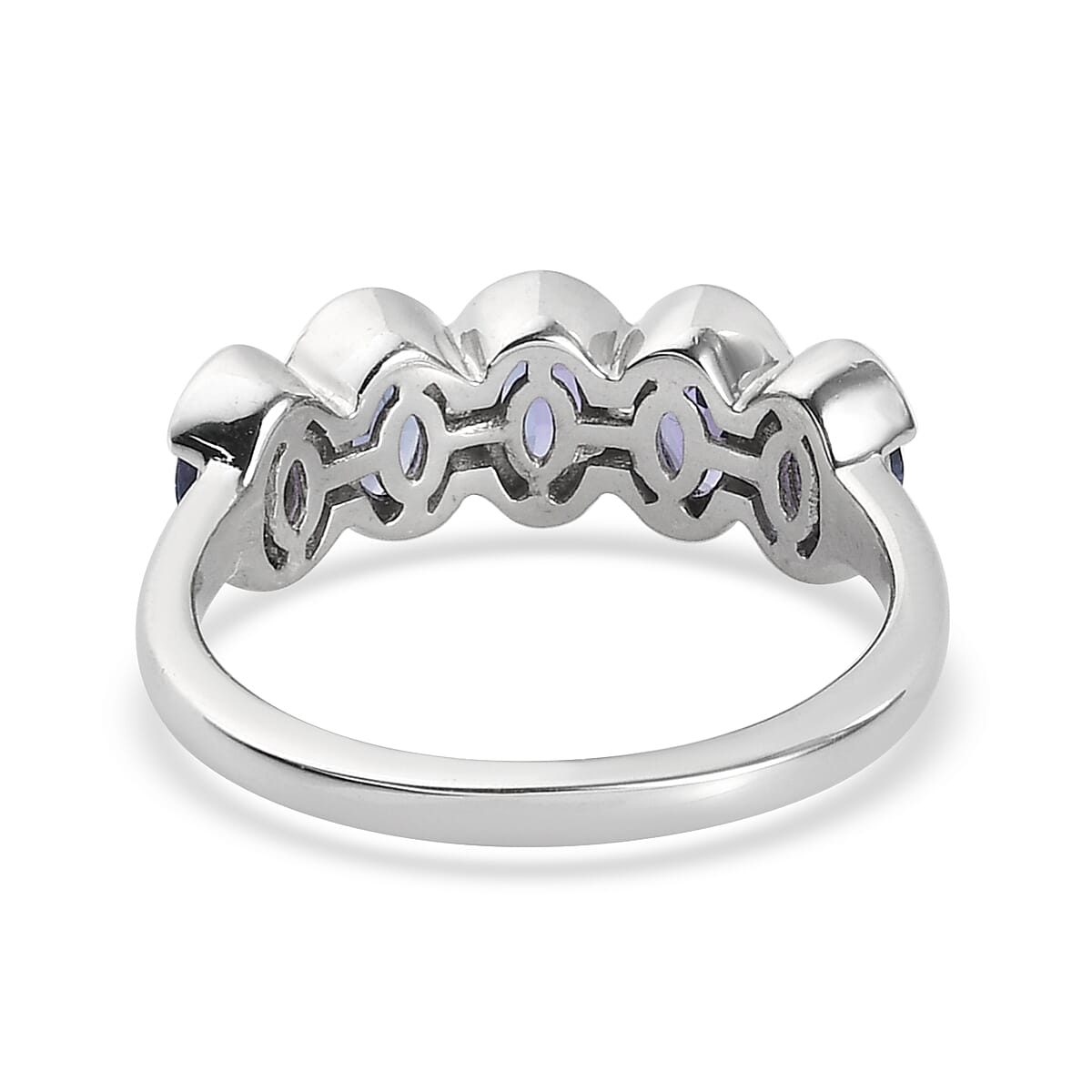 Tanzanite and White Zircon 1.40 ctw Ring in Platinum Over Sterling Silver (Size 10)
