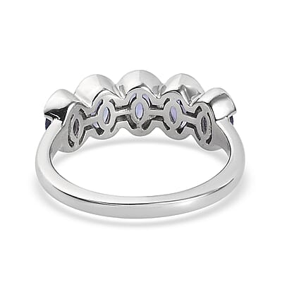 Tanzanite and White Zircon 1.40 ctw Ring in Platinum Over Sterling Silver (Size 10)