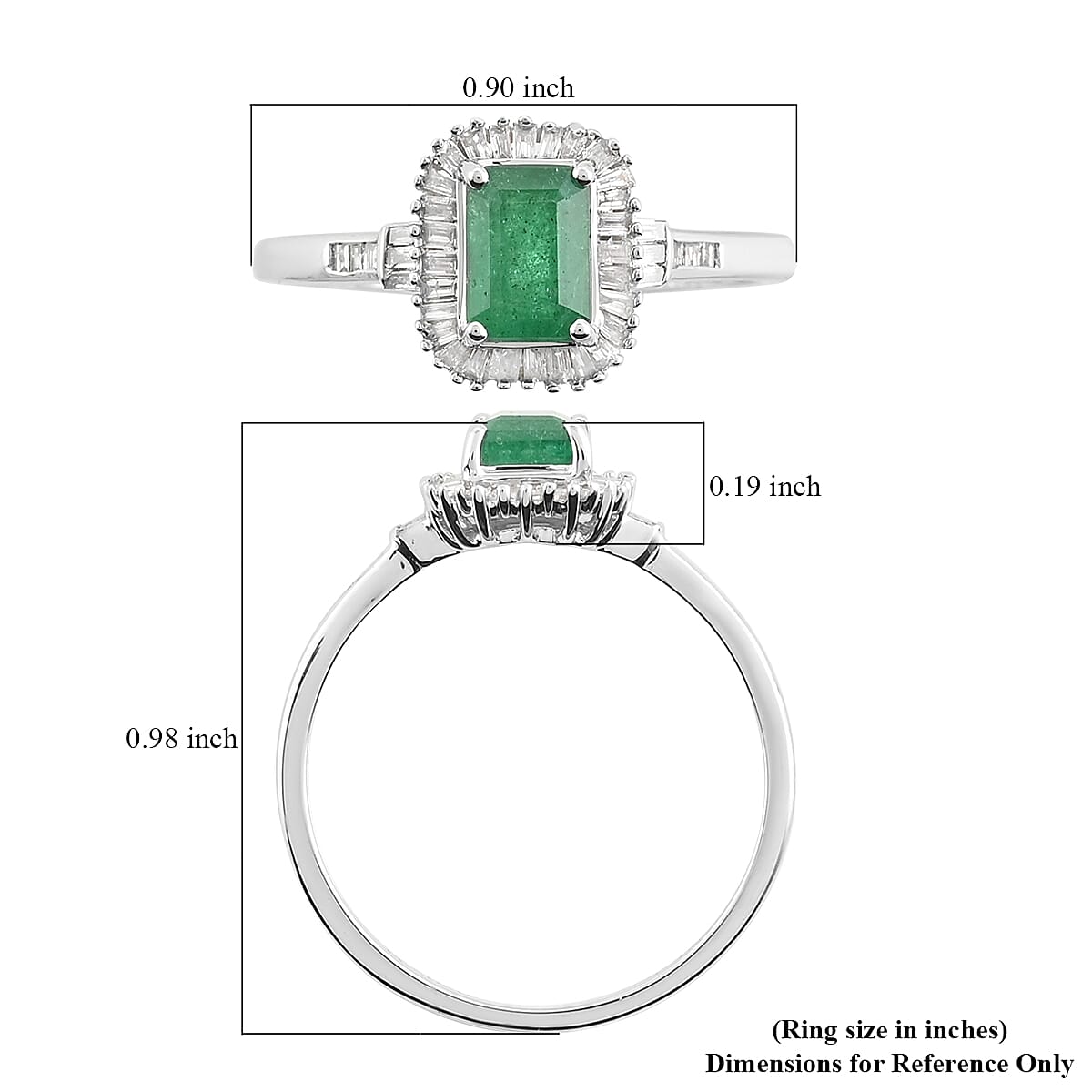 Luxoro 10K White Gold AAA Kagem Zambian Emerald and Diamond Cocktail Ring (Size 10.0) 2.05 Grams 1.30 ctw