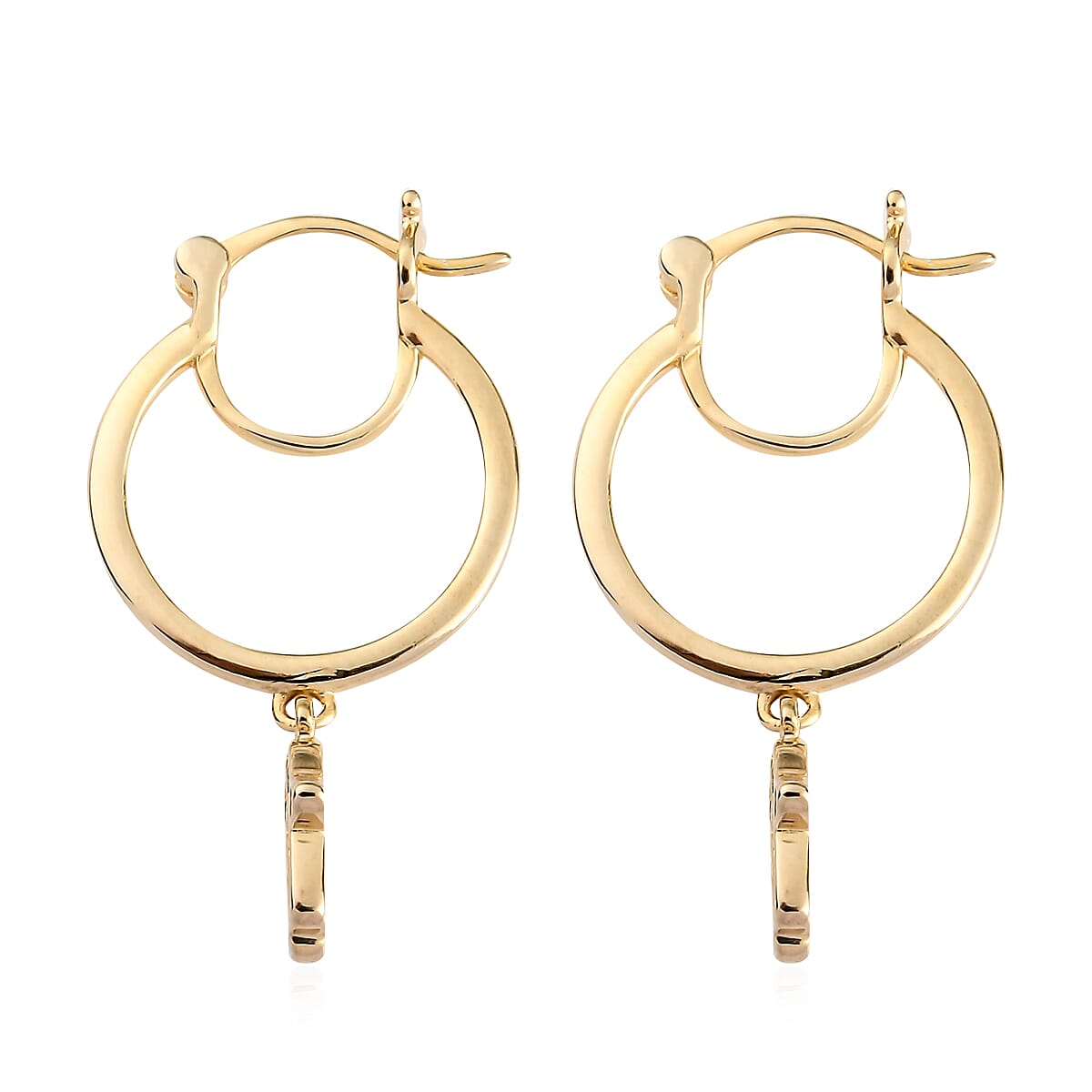 Natural White Zircon Set of 3, 3 Ying Yang Stud & Hamsa and Floral Star of David Dangling Earrings in Vermeil YG Over Sterling Silver 0.10 ctw image number 5