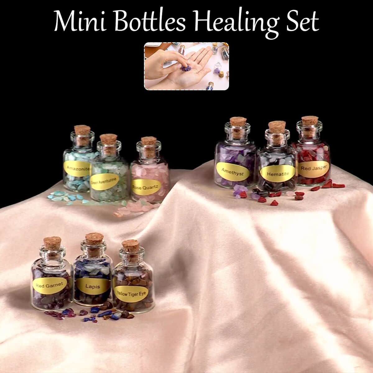 Set of 9 Multipurpose Gemstone Chips Mini Healing Bottles Set image number 1