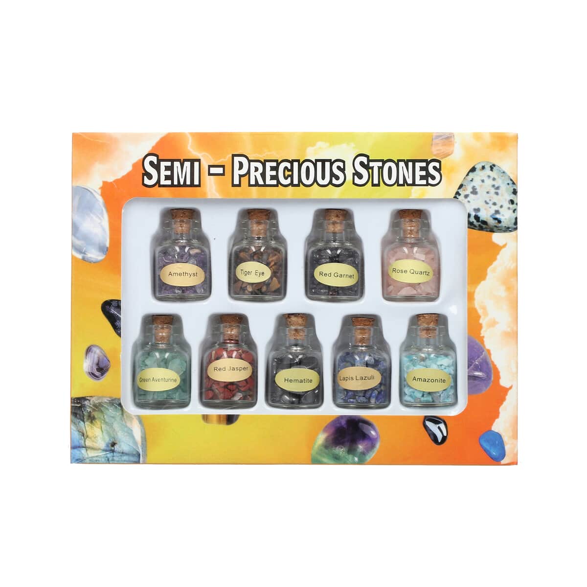 Set of 9 Multipurpose Gemstone Chips Mini Healing Bottles Set image number 4