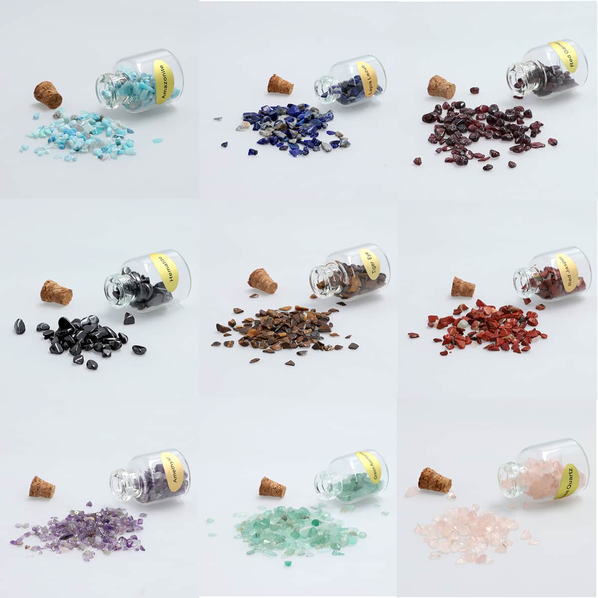 Set of 9 Multipurpose Gemstone Chips Mini Healing Bottles Set image number 6