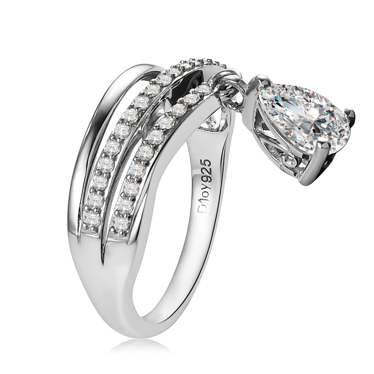 Moissanite Ring in Platinum Over Sterling Silver 0.85 ctw image number 3