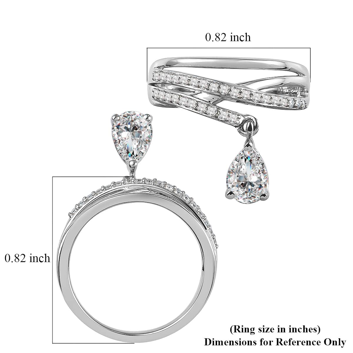Moissanite VS EF Ring in Platinum Over Sterling Silver (Size 6.0) 0.85 ctw image number 5