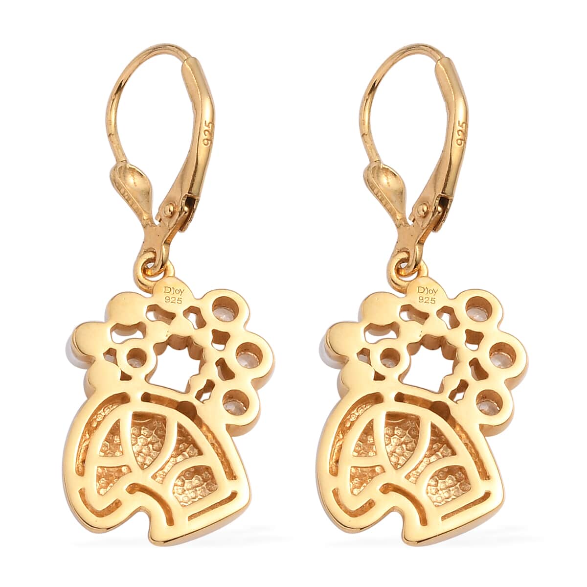 Aries Zodiac Freshwater Pearl and Zircon Earrings in Vermeil Yellow Gold Over Sterling Silver 0.40 ctw image number 3