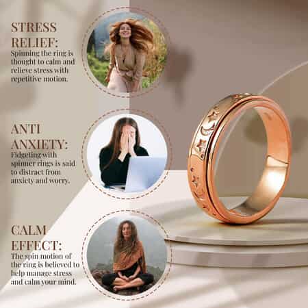 Moon Star Spinner Ring in Vermeil Rose Gold Over Sterling Silver 4.50 Grams image number 4